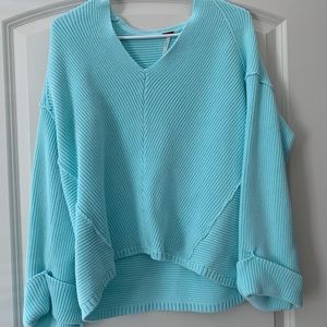 ⭐️FREE PEOPLE⭐️Chunky Aqua Pull Over Swearer
